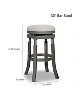 Streamdale Furniture 30" Barstool, White Finish, Charcoal Fabric Seat