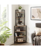 Slickblue 6-Tier Corner Open Shelf Modern Bookcase - Wood Rack Shelving Unit for Home and Office