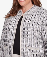 Alfred Dunner Plus Romancing the Stone Textured Collared Knit Jacket