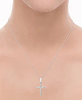 Diamond Cross Pendant 18" Necklace (1/4 ct. t.w.) in 14k White Gold