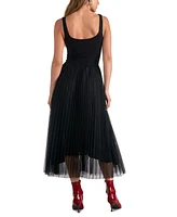 Elan Women's Tulle-Trim Scoop-Neck Dress