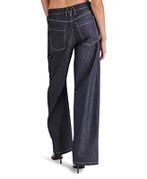 Steve Madden Women's Ashyla Cotton High Rise Barrel Leg Jeans