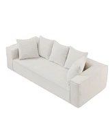 Streamdale Furniture Chic Corduroy Sofa with 5 Toss Pillows Luxurious Comfort, Sleek Design