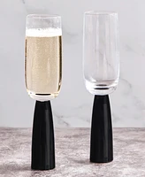 Anton Studio Designs Oslo Champagne Flutes Black, Set of 2