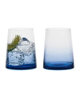 Anton Studio Designs Empire Blue Double Old Fashioned Tumblers, Set of 2