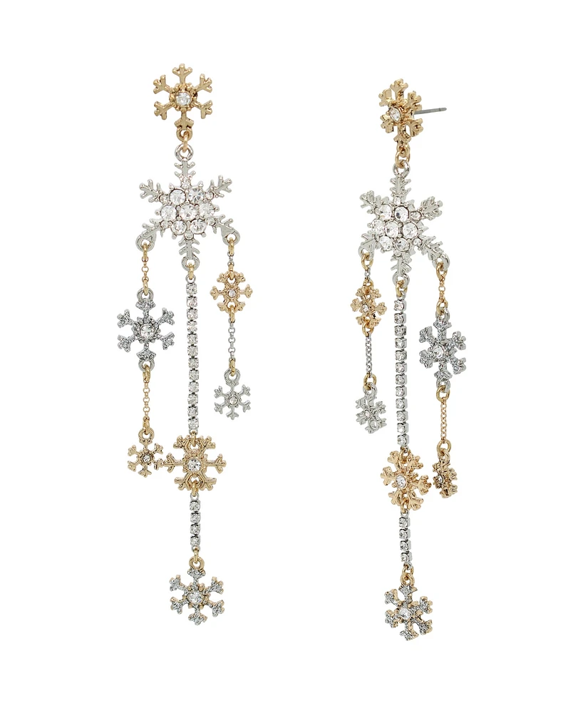 Betsey Johnson Faux Stone Snowflake Chandelier Earrings