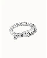 UNOde50 Sterling Silver Beads Central Link with crystal Metal Alloy Elastic Bracelet