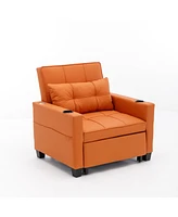 Streamdale Furniture Orange leather futon chair bed with Usb ports