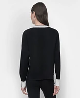 Dkny Women's Colorblocked Zip-Trim Sweater