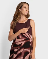 Seraphine Women's Abstract Midi Maternity Dress with Removable Knit Jumper Nursing Access