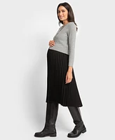 Seraphine Women's Pleated Maternity Nursing Dress with Cardigan Topper