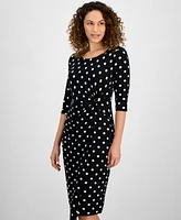 Connected Petite Twisted Polka-Dot Dress