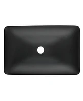 Streamdale Furniture Black Matte Rectangular Vessel Sink with Faucet and Drain