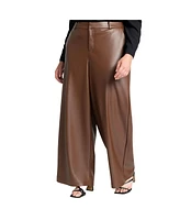 Eloquii Women's Wide Leg Faux Leather Pant