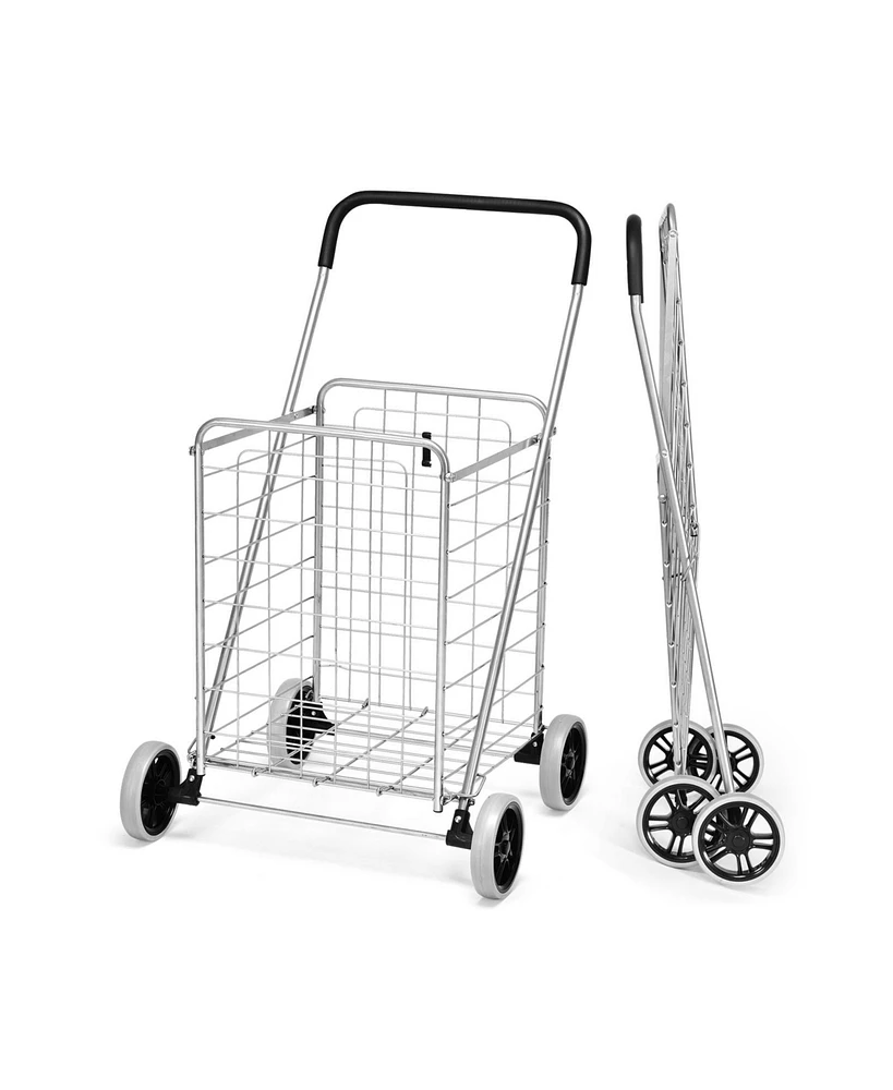 Sugift Portable Folding Shopping Cart Utility for Grocery Laundry