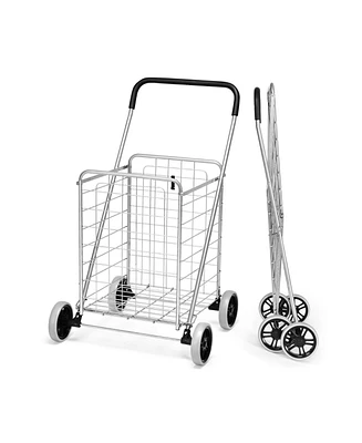 Sugift Portable Folding Shopping Cart Utility for Grocery Laundry