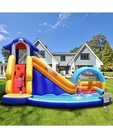 Gouun Inflatable Bouncy House with Slide and Splash Pool without Blower