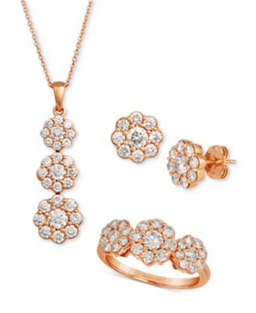 Le Vian Nude Diamond Flower Ring Stud Earrings Pendant Necklace Collection In 14k Rose Gold