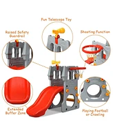 Gouun 5 in 1 Toddler Climber Slide Playset with Basketball Hoop and Telescope
