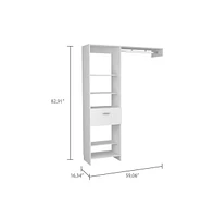 Depot E-Shop Dynamic 150 Closet System, Five Open Shelves, One Drawer, One Metal Rod, White