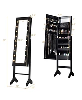 Costway 18 Led lights Mirrored Jewelry Cabinet Organizer