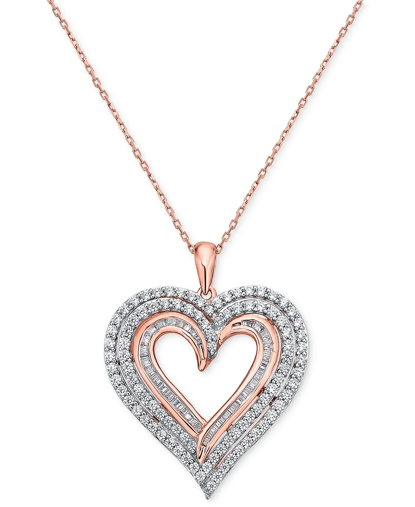 Diamond Heart 18" Pendant Necklace (1 ct. t.w.) in 10k Rose Gold