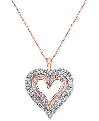 Diamond Heart 18" Pendant Necklace (1 ct. t.w.) in 10k Rose Gold