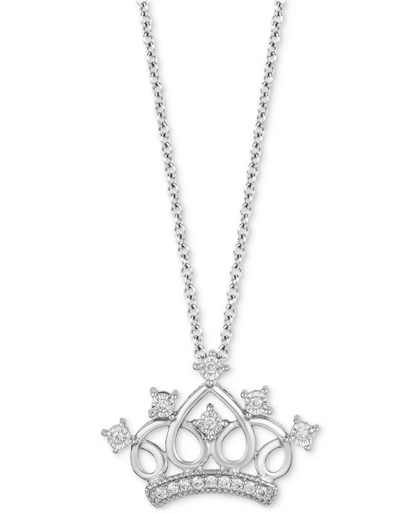 Disney Enchanted Vault Diamond Majestic Princess Crown 18" Pendant Necklace (1/10 ct. t.w.) in Sterling Silver