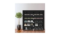 Slickblue 7-Tier Portable Shoe Rack with Fabric Cover for Organized Storage and Closet Organization