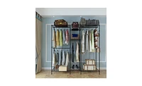 Slickblue Metal Closet Organizer with Portable Garment Rack, Clothes Hanger, and Home Shelf for Efficient Storage