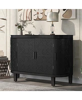 Slickblue Accent Storage Cabinet with Antique Pattern Doors - Wooden Sideboard for Hallway, Entryway, and Living Room