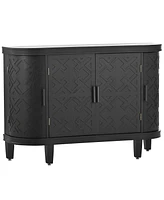 Slickblue Accent Storage Cabinet with Antique Pattern Doors - Wooden Sideboard for Hallway, Entryway, and Living Room