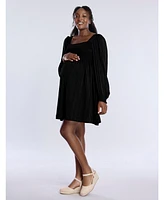 Motherhood Maternity Smocked Babydoll Long Sleeve Mini Dress