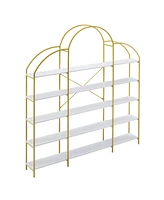 Slickblue 74.8-Inch 5-Tier Office Bookcase with Gold X-Bar Frame