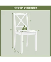 Dining Chair Set of 2 Kitchen Side Chairs with Rubber Wood Legs & Cross Back