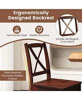 Dining Chair Set of 2 Kitchen Side Chairs with Rubber Wood Legs & Cross Back