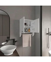 Huslia Medicine Cabinet with 2 Shelves and Doors, Black Wengue