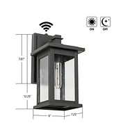 Flynama 1-Light Black Not Motion Sensing Dusk to Dawn Outdoor Hardwired Wall Lantern Sconce with No Bulbs Included