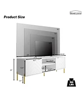 Boyel Living Unique Herringbone Design Multifunctional Tv Stand With Led Light