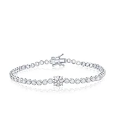 Simona Sterling Silver, 7mm & 4mm Round Cz Tennis Bracelet