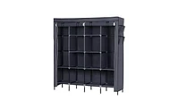 Slickblue 67" Portable Wardrobe Storage Rack with 12 Shelves and 4 Side Pockets for Organized Clothes Storage