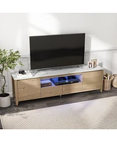 Slickblue 70-Inch Modern Tv Stand with Led Lights, Entertainment Center Tv Cabinet with Storage, Suitable for TVs Up to 75 Inches, Ideal for Gaming