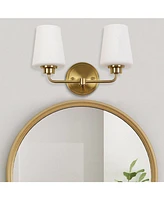 Flynama 2-Light White Plus Gold Bathroom Vanity Light with Shade