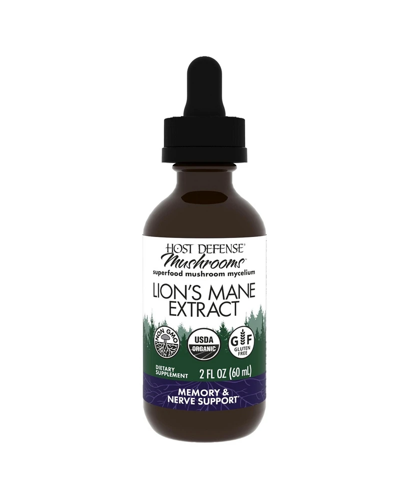 Host Defense Lion's Mane Extract - Brain Health Support Supplement - Mushroom Supplement to Support Focus & Memory Function