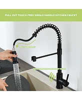 Flynama Single Hole Single-Handle Pull-Down Sprayer Kitchen Faucet with Touch Sensor in Matte Black