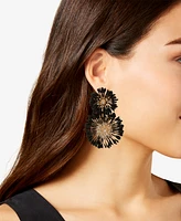 lonna & lilly Gold-Tone Black Large Flower Drop Earrings