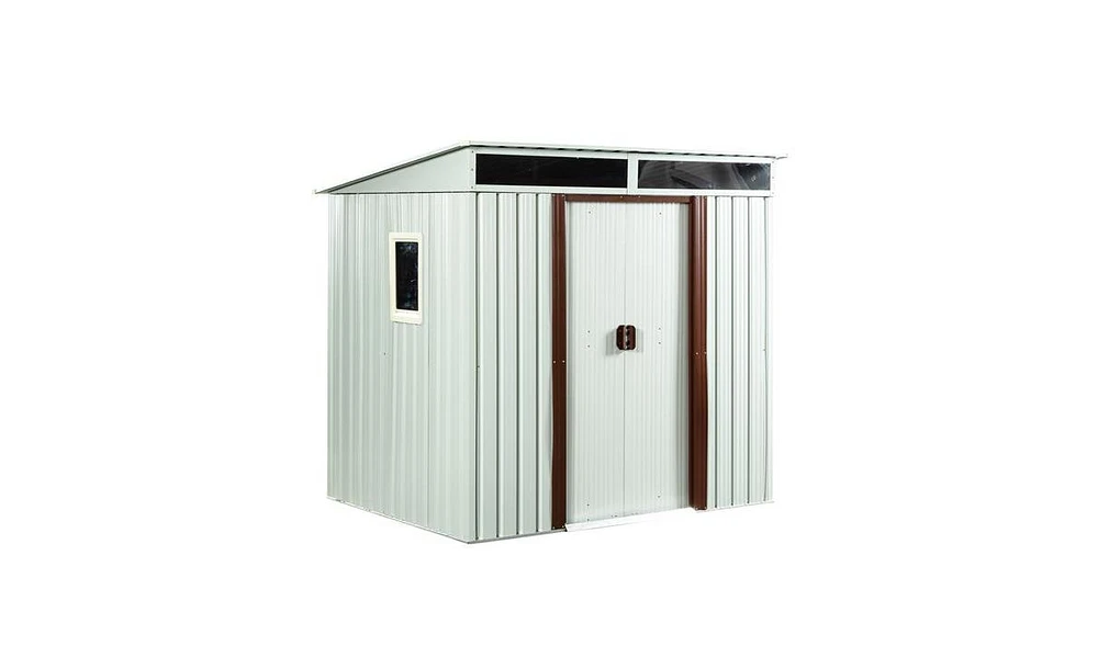 Slickblue 6ft x 5ft Outdoor Metal Storage Shed with Window – Durable & Stylish White Storage Solution