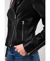 Furniq Uk Women's Leather Jacket, Black