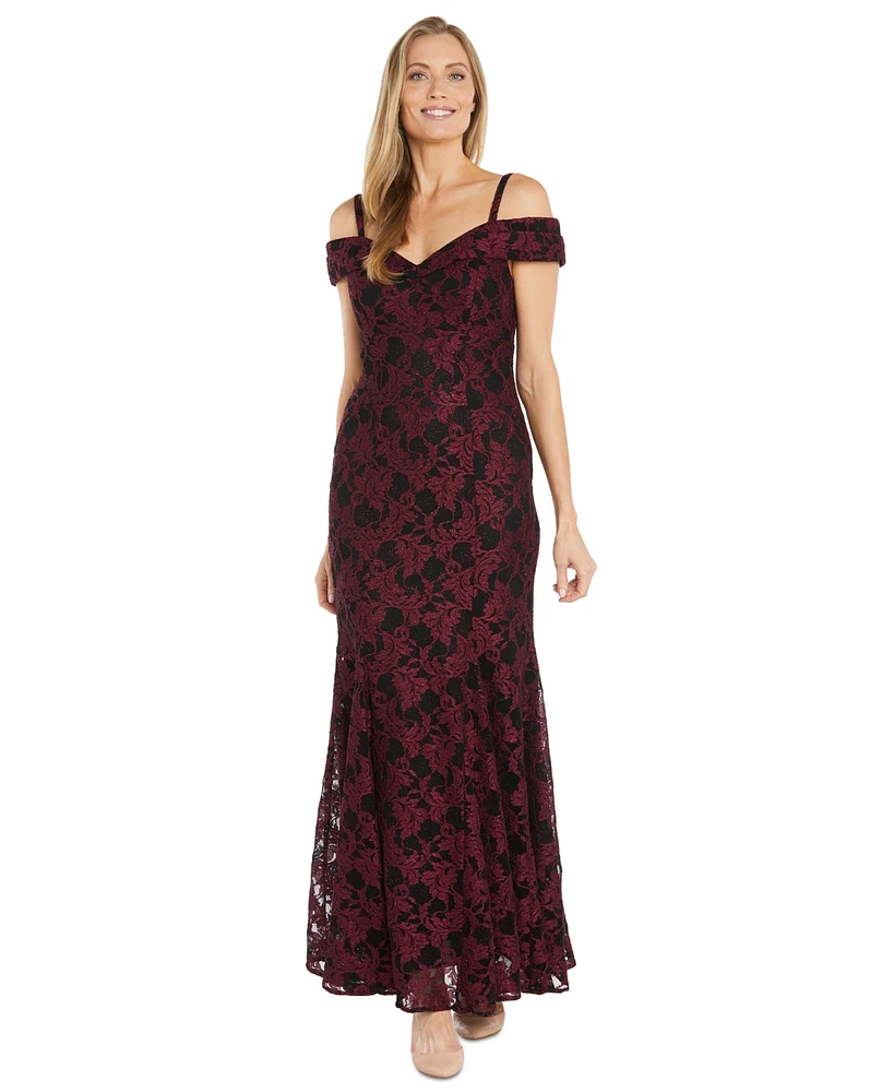 R & M Richards Women's Embroidered-Mesh Mermaid-Skirt Gown