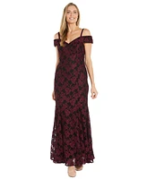 R & M Richards Women's Embroidered-Mesh Mermaid-Skirt Gown